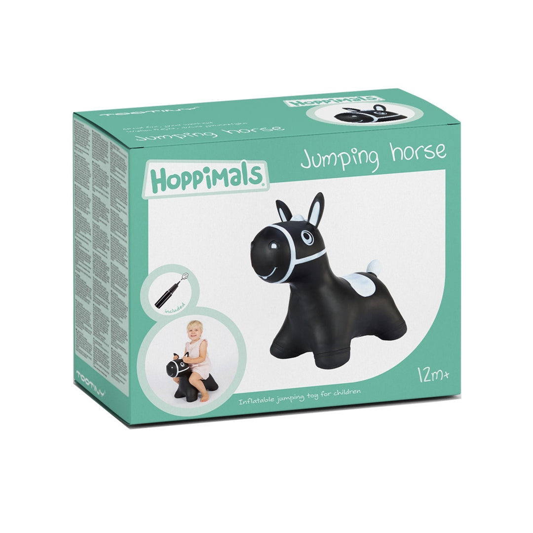 Hoppimals Rubber Jumping Animal Black Horse - un plaisir de saut énorme et unique