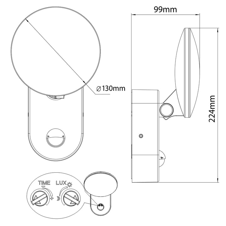 Applique LED Maclean Energy MCE367 avec capteur PIR - PC + ALU, 15W (1100lm) Blanc Neutre 4000K IP65 gris