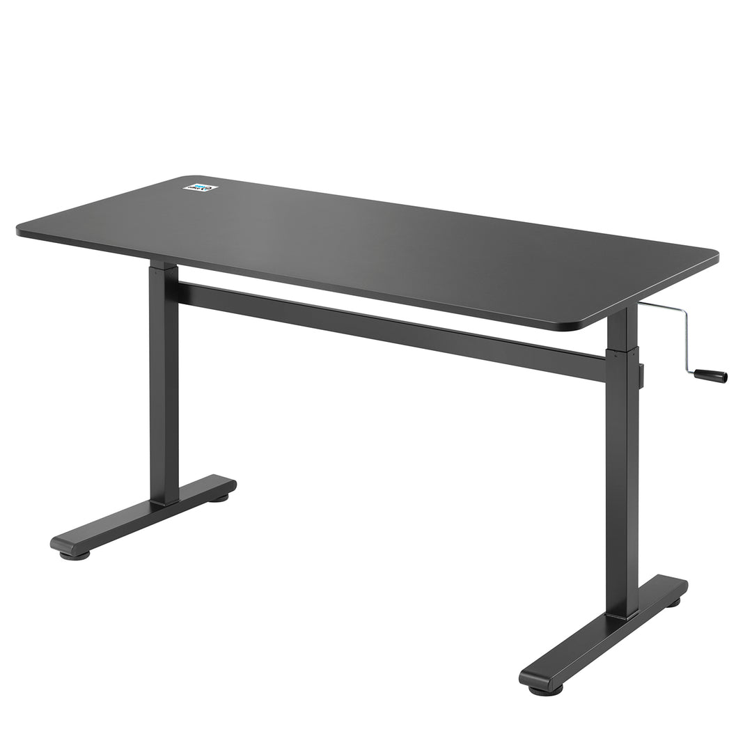 Ergo Office - Zit-sta bureau 140x60cm Handmatig in hoogte verstelbaar bureau max. 117cm | Ergonomische tafel Belastbaar tot 40kg Zwart