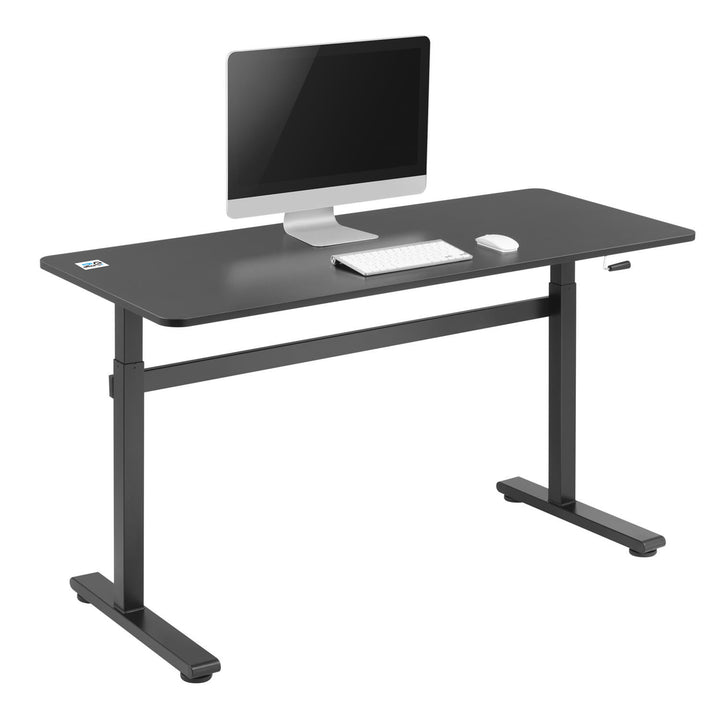 Ergo Office - Zit-sta bureau 140x60cm Handmatig in hoogte verstelbaar bureau max. 117cm | Ergonomische tafel Belastbaar tot 40kg Zwart