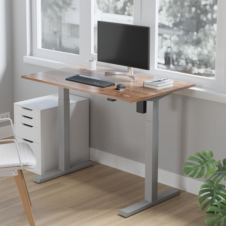 Ergo Office - Zit-sta bureau - Elektrisch in hoogte verstelbaar bureau max hoogte 123cm - max 70 kg | Zonder tafelblad - Grijs