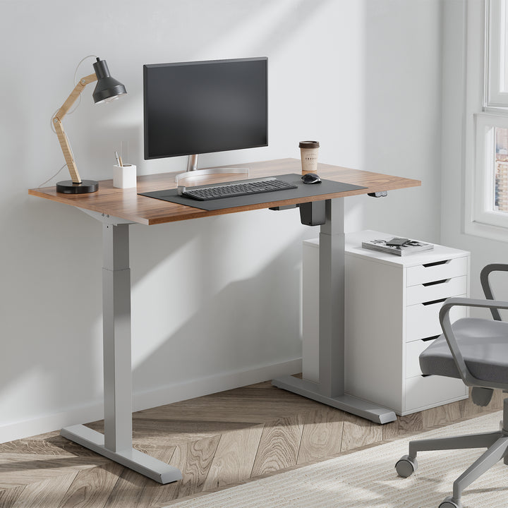 Ergo Office - Zit-sta bureau - Elektrisch in hoogte verstelbaar bureau max hoogte 123cm - max 70 kg | Zonder tafelblad - Grijs