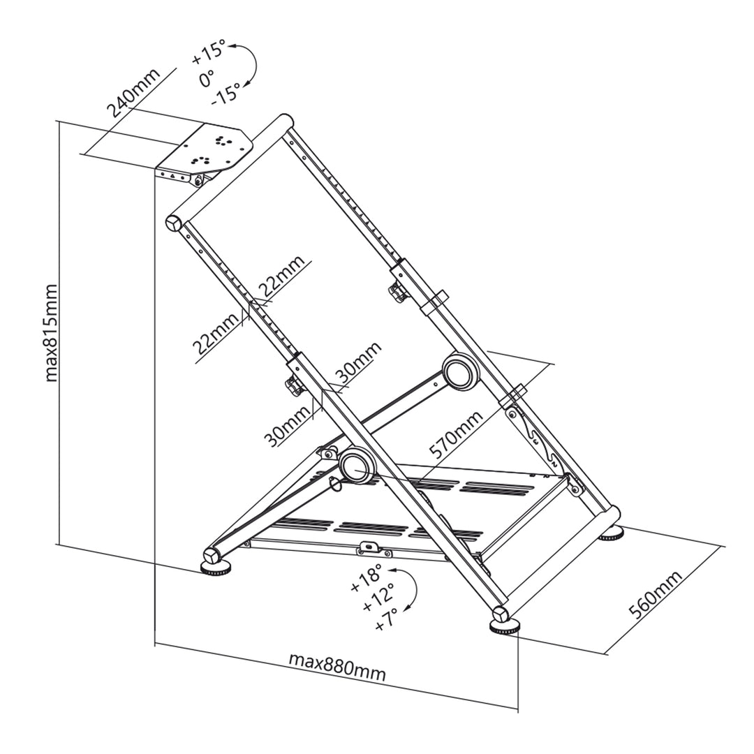 NanoRS - RS155 - Support de volant pliable - Simulateur de course - Support de volant de jeu jusqu'à 20 kg