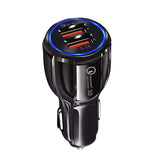 Maclean MCE478 B USB-oplader met 2 sleuven 12-24V sigarettenaansteker Quick Charge 3.0 snelladen auto 1xQC3.0 5V / 3A, 9V / 1.8A, 12V / 1.6A 1x 5V / 3.1A Auto-oplader voor mobiele telefoon Zwart