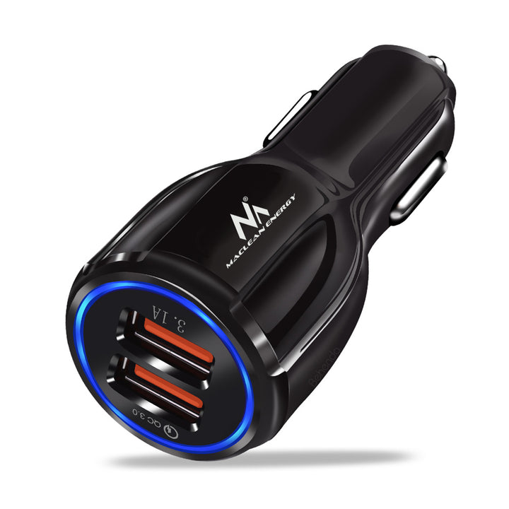 Maclean MCE478 B USB-oplader met 2 sleuven 12-24V sigarettenaansteker Quick Charge 3.0 snelladen auto 1xQC3.0 5V / 3A, 9V / 1.8A, 12V / 1.6A 1x 5V / 3.1A Auto-oplader voor mobiele telefoon Zwart