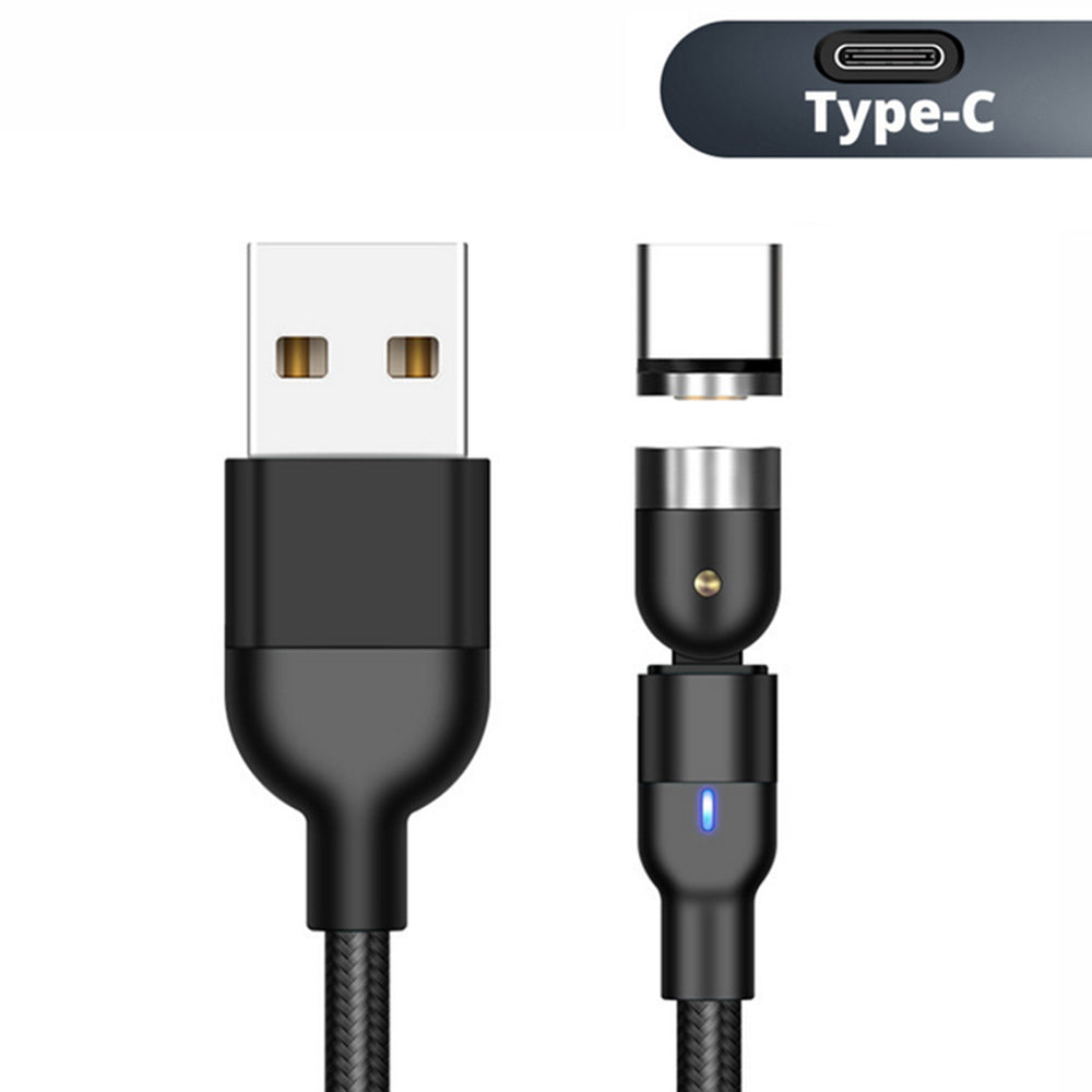 Câble USB C magnétique 3 en 1 - 1 m coudé Maclean Energy MCE474 en noir, prend en charge la charge rapide 9 V/2 A, 5 V/3 A, tresse en nylon,