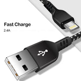Maclean MCE472 USB naar Lightning-kabel Oplaadkabel 1 m snelladen 5V / 2,4A Datakabel Snelle oplaadkabel Hoge snelheid nylon gevlochten verbindingskabel Gegevensoverdracht (8-pins)