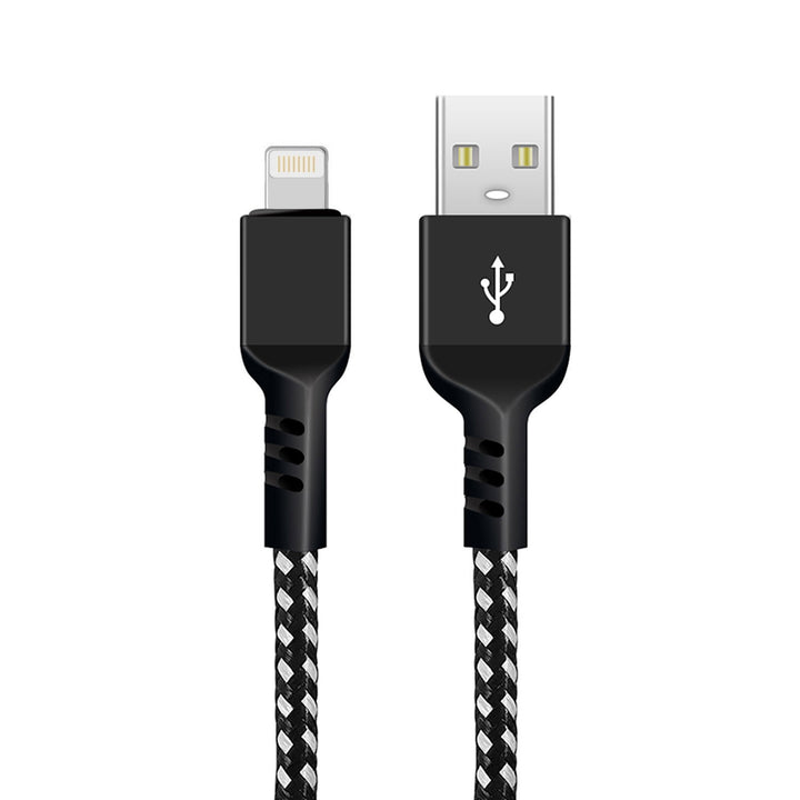 Maclean MCE472 USB naar Lightning-kabel Oplaadkabel 1 m snelladen 5V / 2,4A Datakabel Snelle oplaadkabel Hoge snelheid nylon gevlochten verbindingskabel Gegevensoverdracht (8-pins)