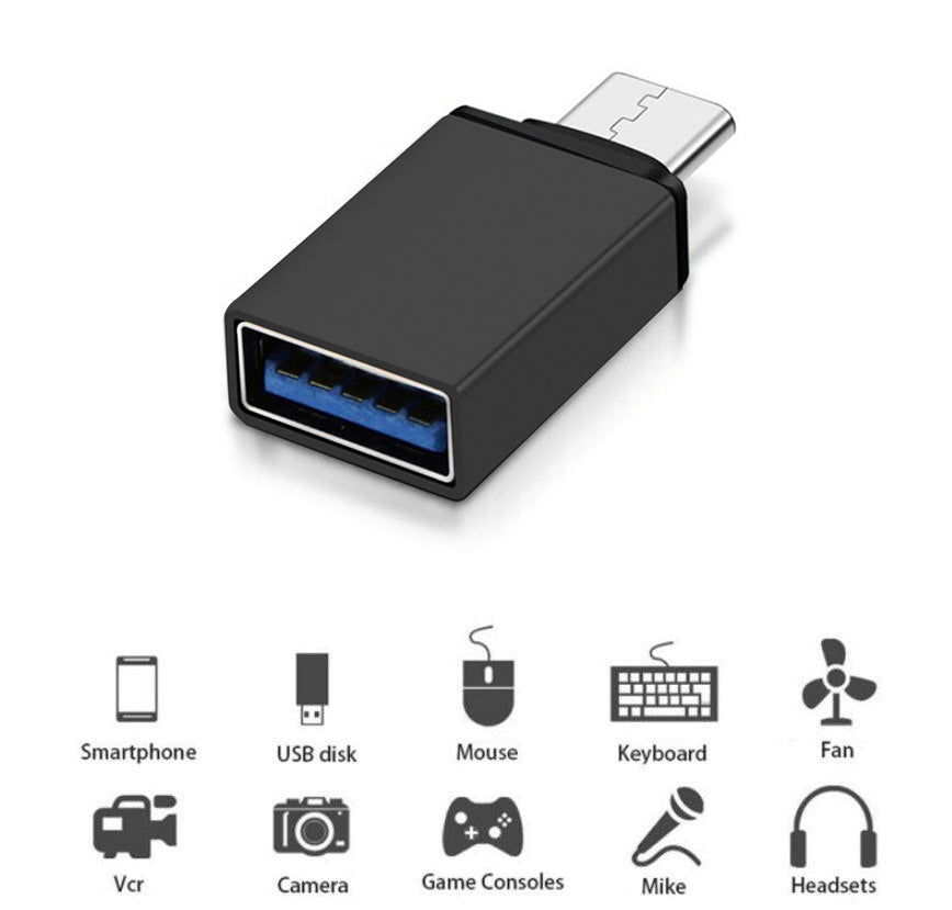 Maclean OTG USB A naar USB C adapter Energy MCE470 zwart