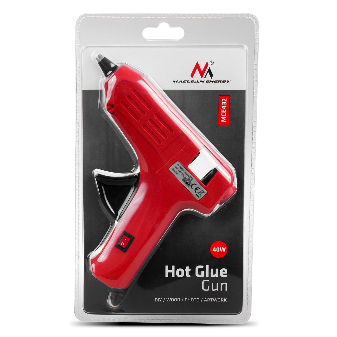 Maclean - Pistolet à Colle 40W + 2x Bâtons de Colle Chaude Transparent - Pour Bricolage et Réparations