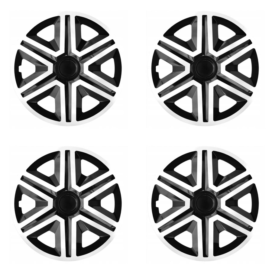 Set 14" ACTION wieldoppen Doublecolor wit/zwart 4 stuks