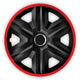 16 "NRM FAST LUX RED / Wieldoppen - Rood en Zwart - Set van 4 st