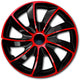 NRM QUAD Wieldoppen 13 " Rood en zwart Set van 4 stuk