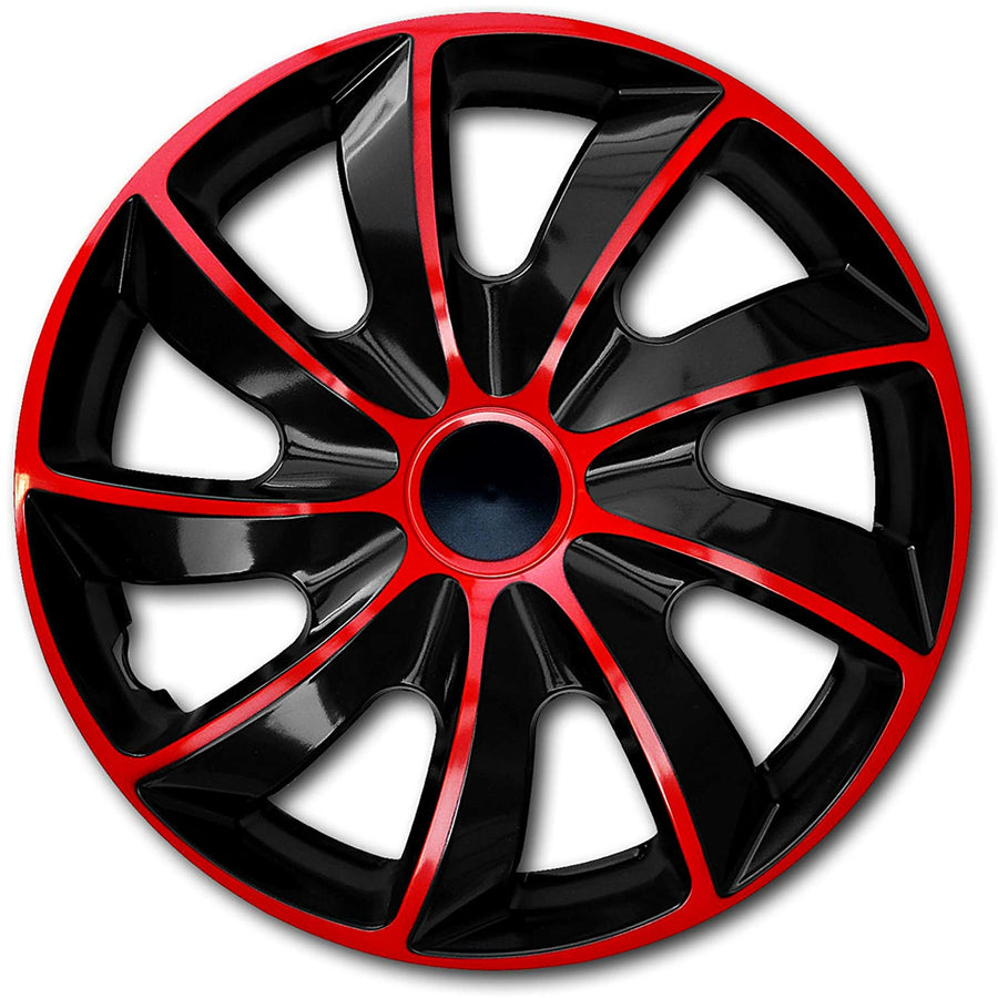 Set van 14 "QUAD wieldoppen, rood en zwart, 4 stuks