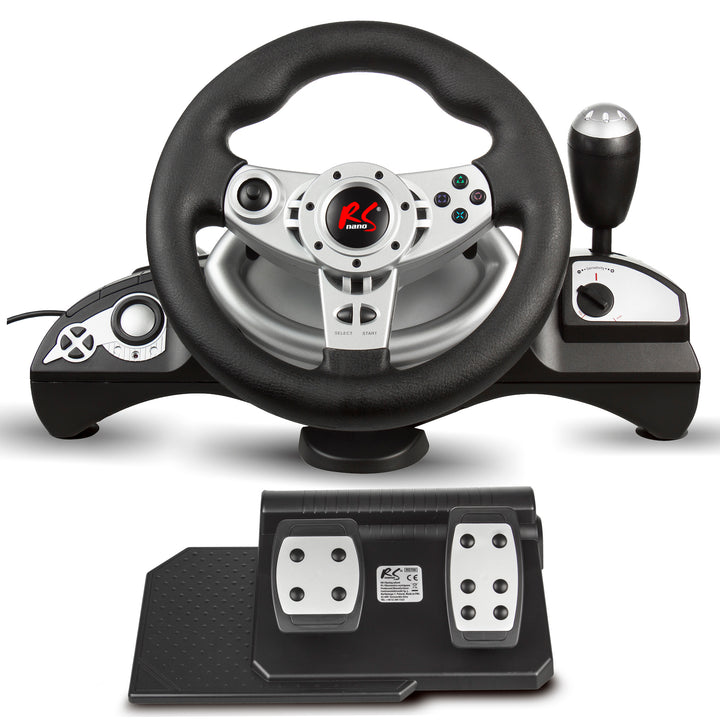 Volant de course de jeu NanoRS RS700 Plage de direction de 270° Levier de vitesses Vibration de la pédale d'accélérateur et de frein Volant 8 en 1 Compatible avec PS4 / PS3 / Xbox ONE / PC (X-Input / D-Input) / Android