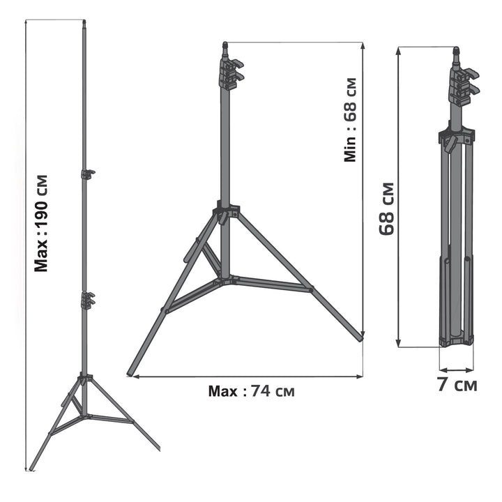 Support pour lampe annulaire LED Maclean MC-163 12", hauteur max 190 cm, charge max 3 kg