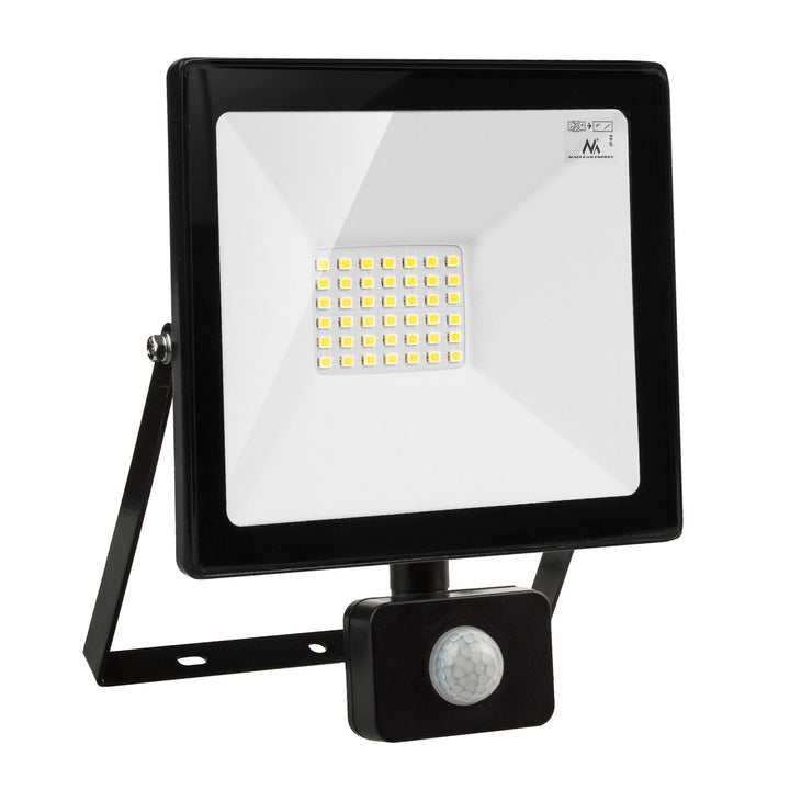 Maclean MCE630 Projecteur LED avec détecteur de mouvement PIR 30 W 2400 lumens pour éclairage extérieur Slim IP44 résistant aux éclaboussures (30 W, blanc froid 6000 K) [Classe énergétique F]