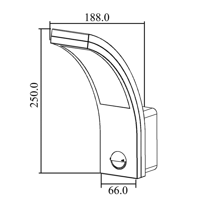 Lampe LED Maclean MCE244 avec détecteur de mouvement PIR, 10W, IP54, 750lm, blanc neutre (4000K) noir