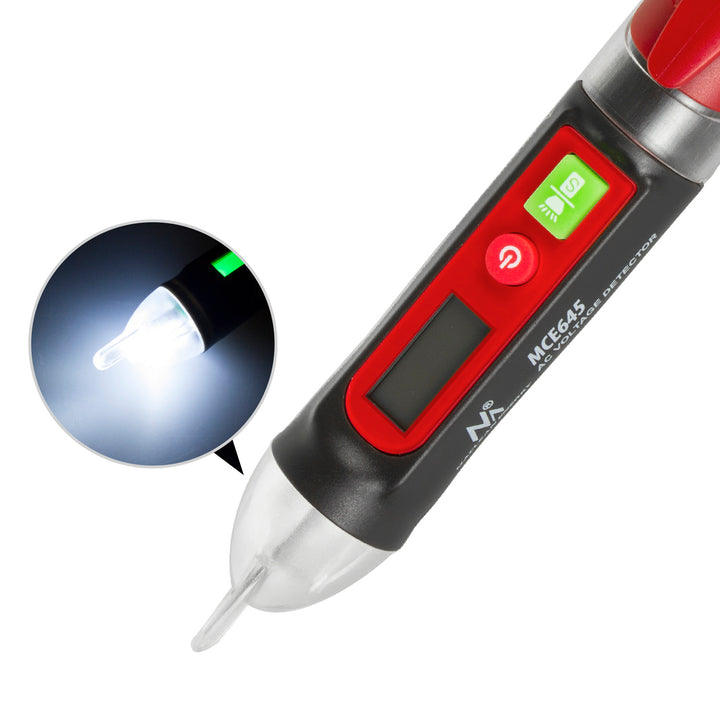 Contactloze Maclean spanningsdetector / detector - display met achtergrondverlichting - ingebouwde zaklamp / 12-1000V