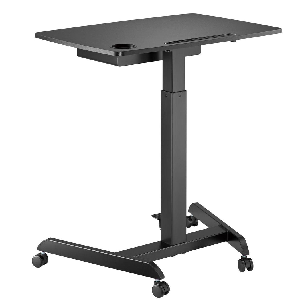 Maclean - Bureau d'ordinateur portable réglable en hauteur avec roulettes et bureau assis-debout à tiroir - réglable en hauteur jusqu'à 113 cm maximum et 8 kg maximum (Noir)