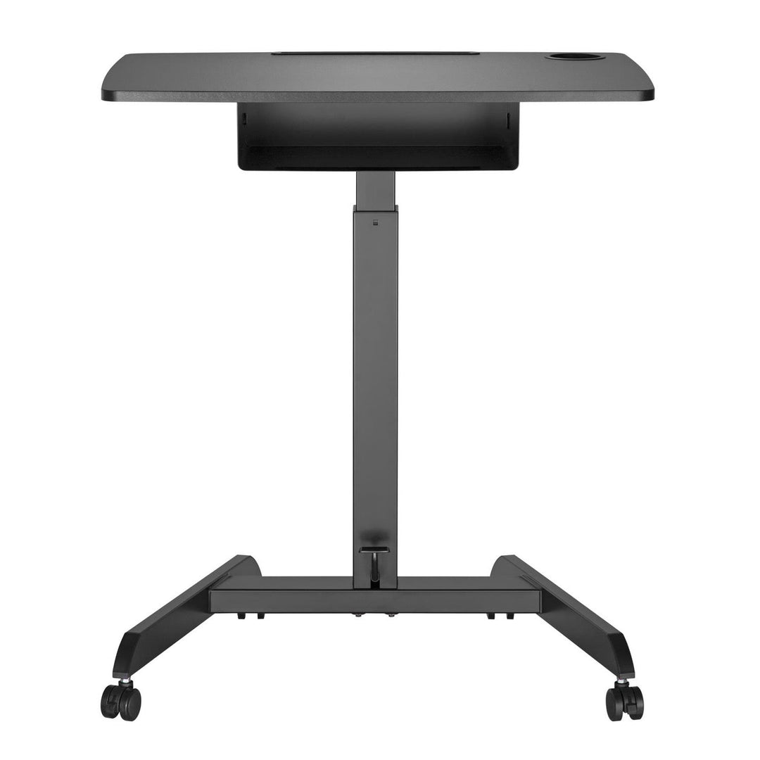 Maclean - In hoogte verstelbaar laptop bureau met wieltjes en een lade zit-sta bureau -  hoogte verstelbaar tot max. 113cm max. 8kg (Zwart)