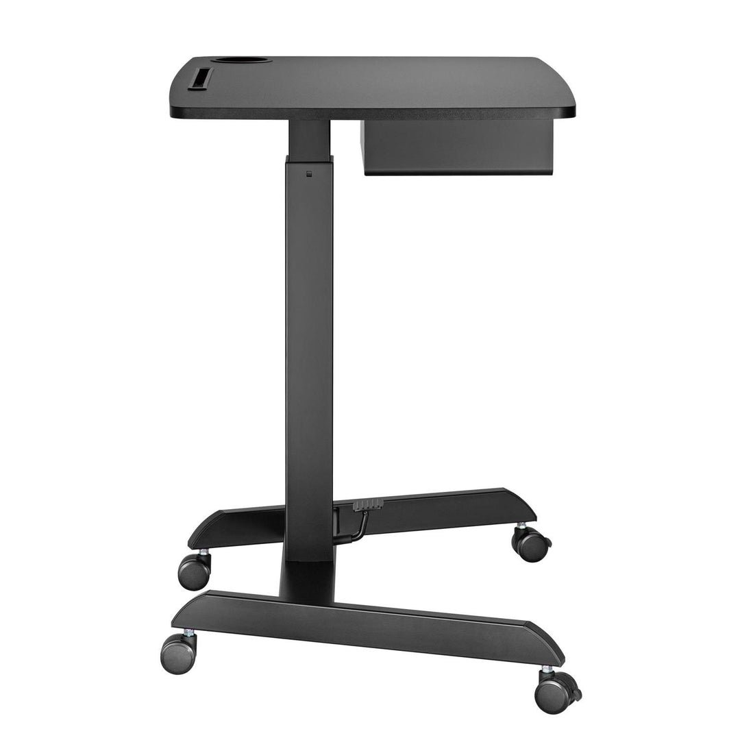 Maclean - Bureau d'ordinateur portable réglable en hauteur avec roulettes et bureau assis-debout à tiroir - réglable en hauteur jusqu'à 113 cm maximum et 8 kg maximum (Noir)