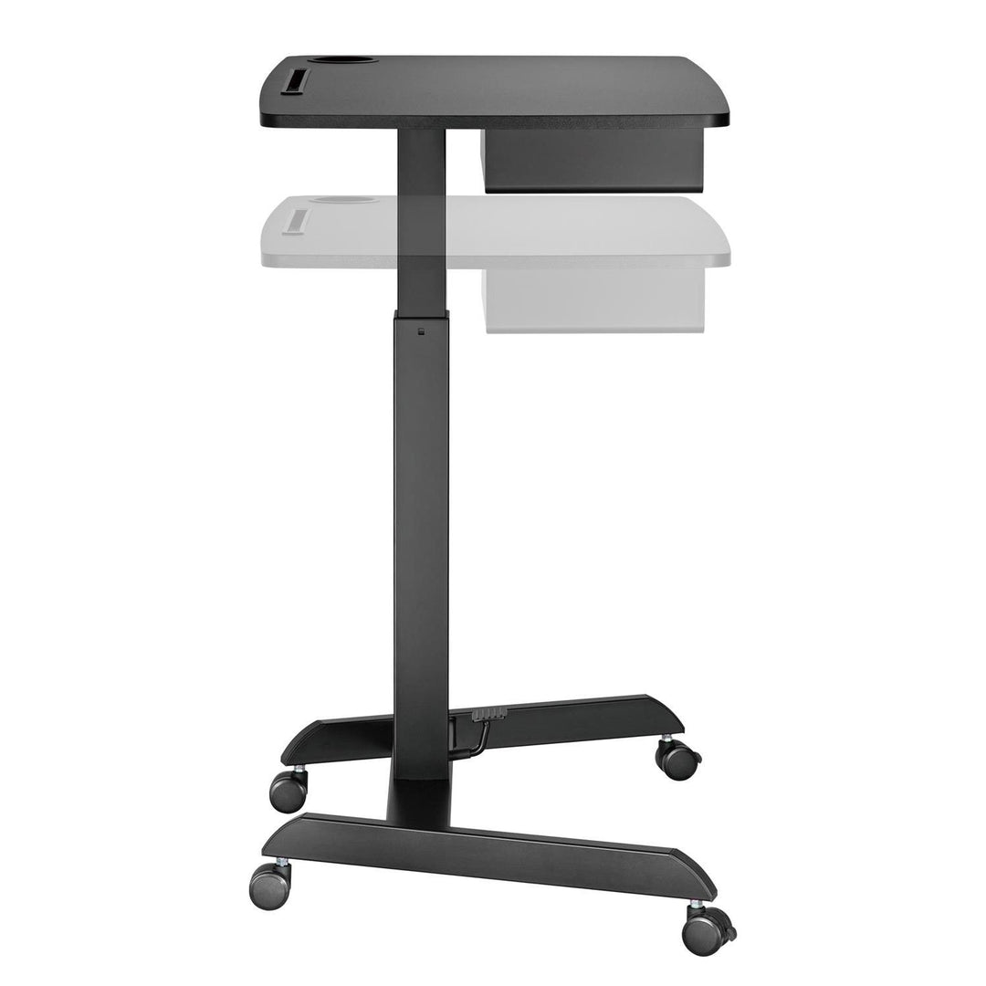 Maclean - In hoogte verstelbaar laptop bureau met wieltjes en een lade zit-sta bureau -  hoogte verstelbaar tot max. 113cm max. 8kg (Zwart)