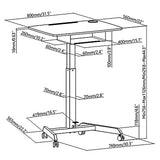 Maclean - In hoogte verstelbaar laptop bureau met wieltjes en een lade zit-sta bureau -  hoogte verstelbaar tot max. 113cm max. 8kg (Zwart)