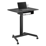 Maclean - In hoogte verstelbaar laptop bureau met wieltjes en een lade zit-sta bureau -  hoogte verstelbaar tot max. 113cm max. 8kg (Zwart)