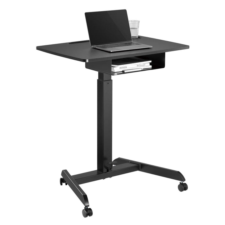 Maclean - Bureau d'ordinateur portable réglable en hauteur avec roulettes et bureau assis-debout à tiroir - réglable en hauteur jusqu'à 113 cm maximum et 8 kg maximum (Noir)