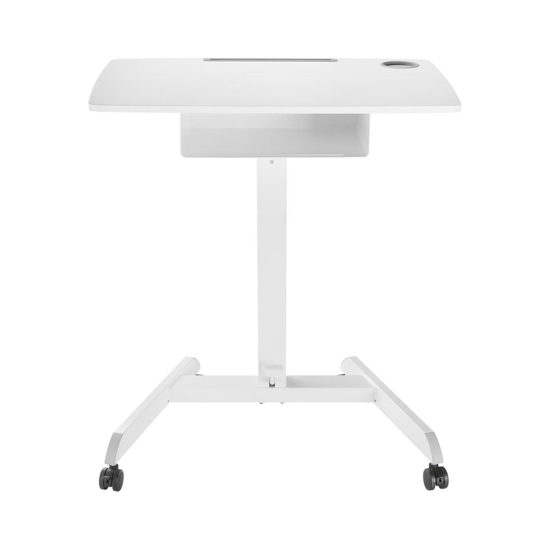 Maclean MC-903 W In hoogte verstelbare laptoptafel met wielen en een lade zit-sta-bureau in hoogte verstelbaar tot max. 113 cm max. 8 kg (wit)