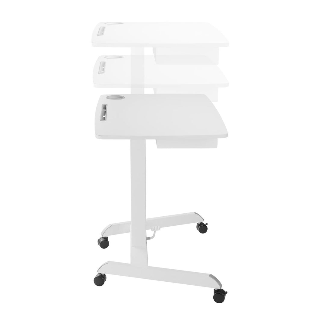 Maclean MC-903 W In hoogte verstelbare laptoptafel met wielen en een lade zit-sta-bureau in hoogte verstelbaar tot max. 113 cm max. 8 kg (wit)