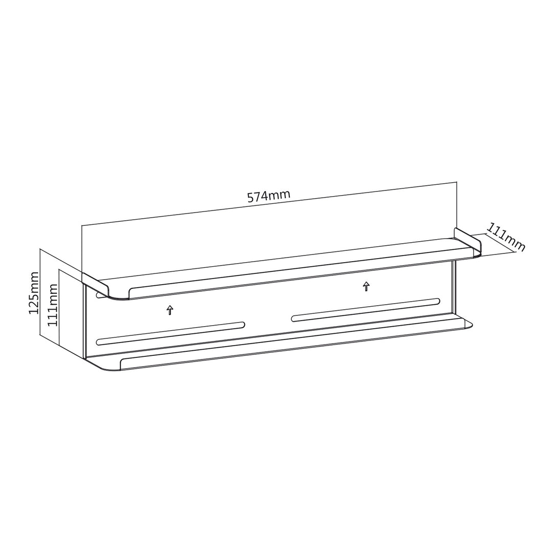 Maclean - Opbergrek 2 in 1 Muurplank en TV Plank - VESA bevestiging aan de achterkant van de TV tot 2kg - 2 x Planken