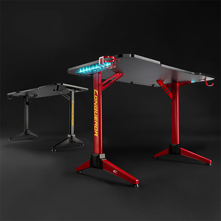 NanoRS - Bureau de jeu 100kg max | 750 mm de haut | Rétroéclairage LED RVB - Noir et Rouge