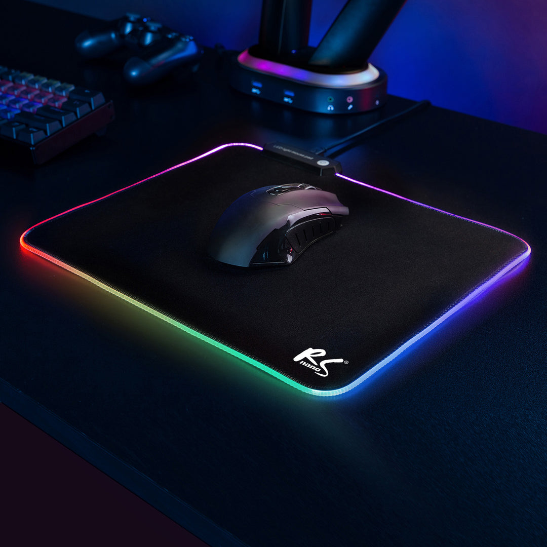 Tapis de souris gaming avec éclairage LED RGB et fond en caoutchouc antidérapant 30x25cm