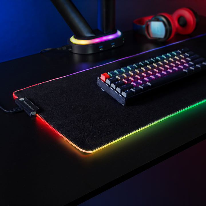 MACLEAN - Tapis de souris et clavier gaming XXL 80x30cm avec éclairage LED RGB et fond en caoutchouc antidérapant