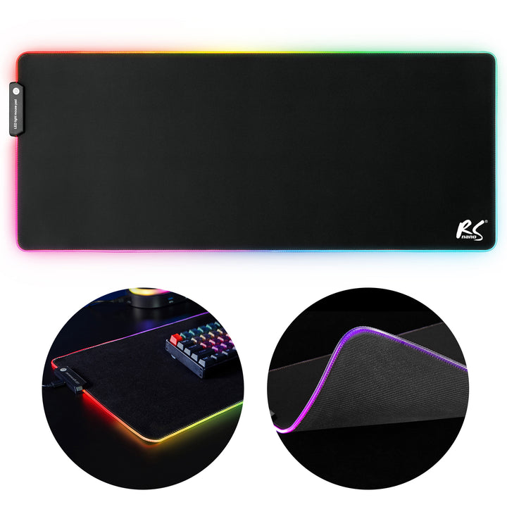 MACLEAN - Tapis de souris et clavier gaming XXL 80x30cm avec éclairage LED RGB et fond en caoutchouc antidérapant