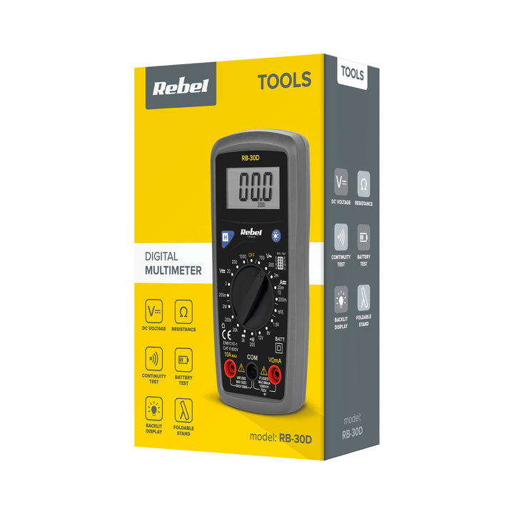 De Rebel Tools RB-30D - Universele meter / Inclusief meetsnoeren