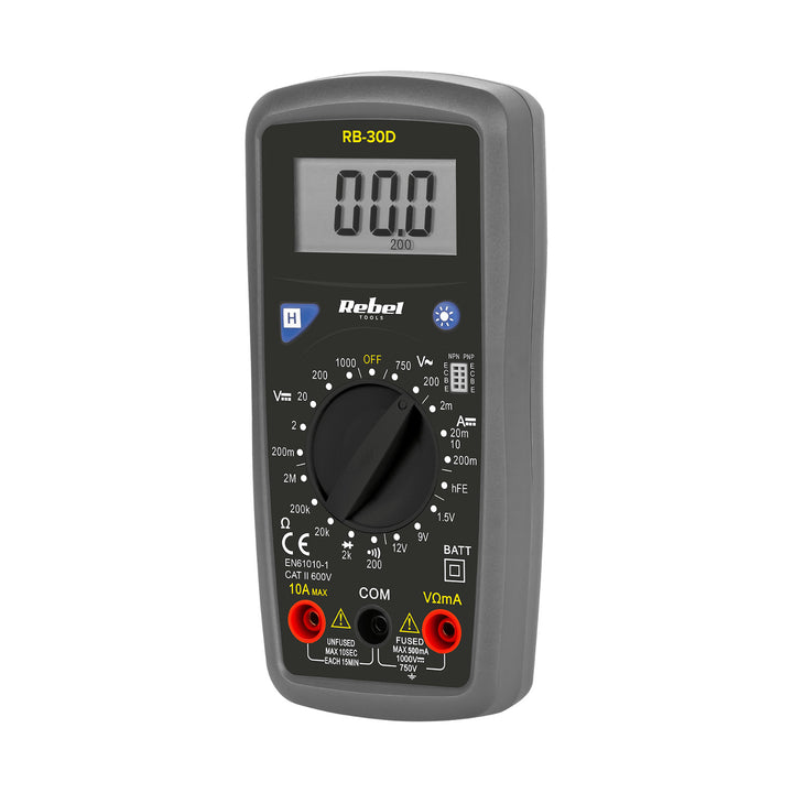 De Rebel Tools RB-30D - Universele meter / Inclusief meetsnoeren