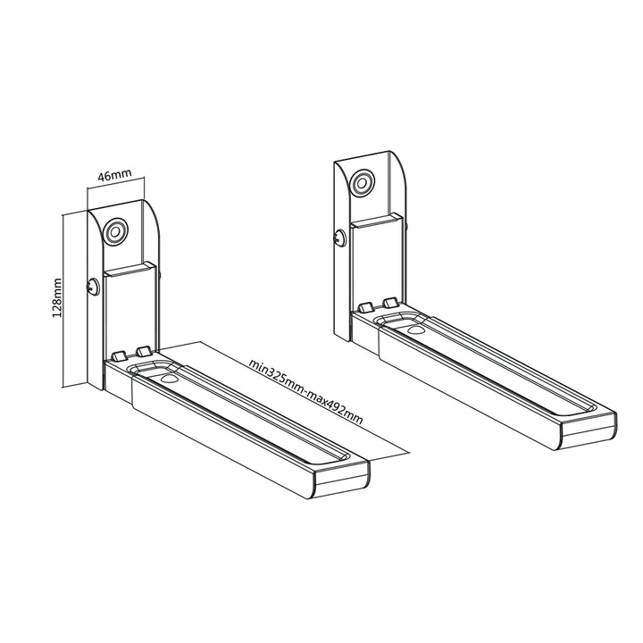 Maclean - Support Micro-Ondes Universel pour Micro-Ondes avec Bras Télescopiques / Support Mural jusqu'à 30kg (Noir)