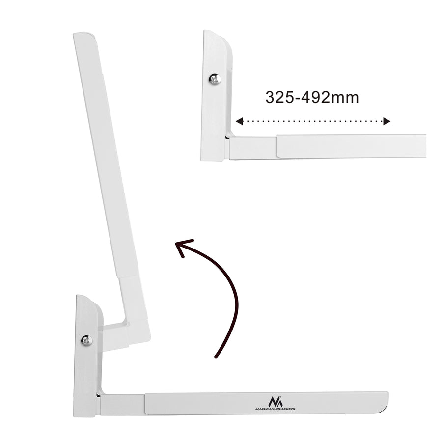 Maclean - Universele Magnetron Houder voor Magnetron met Telescopische Armen - Muurbevestiging tot 30kg (Wit)