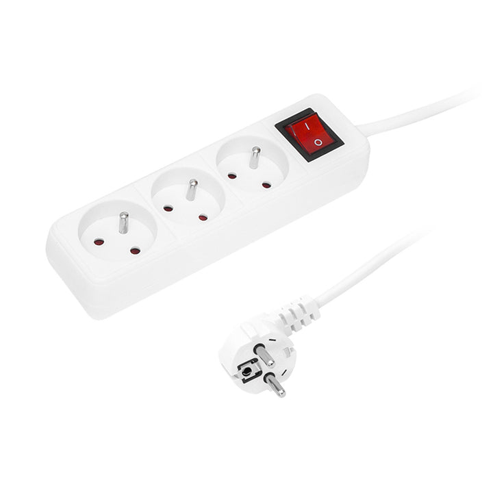 Verlengkabel voor 3 stopcontacten met schakelaar 1,5m wit PR-370wsp 3x1,5mm Blow
