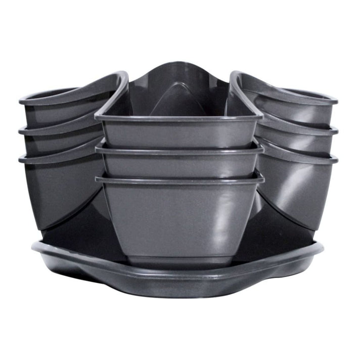 Drievoudige cascade pot voor kruiden Coubi Herbal antraciet
