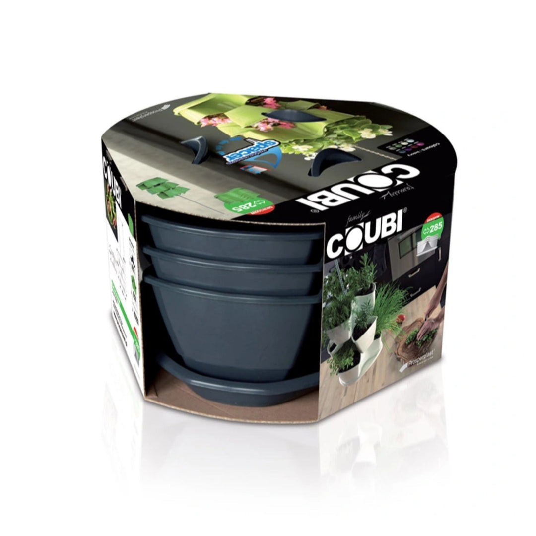 Drievoudige cascade pot voor kruiden Coubi Herbal antraciet