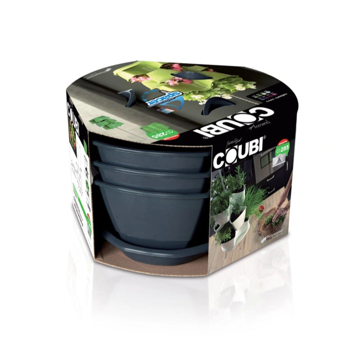 Drievoudige cascade pot voor kruiden Coubi Herbal antraciet