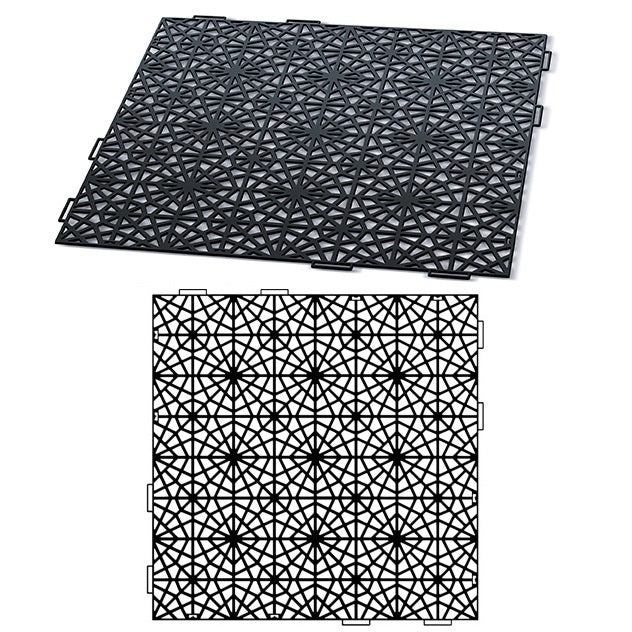 Prosperplast Tapis de sol mosaïque fond de carrelage pour piscine module de sol sauna plastique noir (1x tapis de sol 39,7x39,7x1cm)