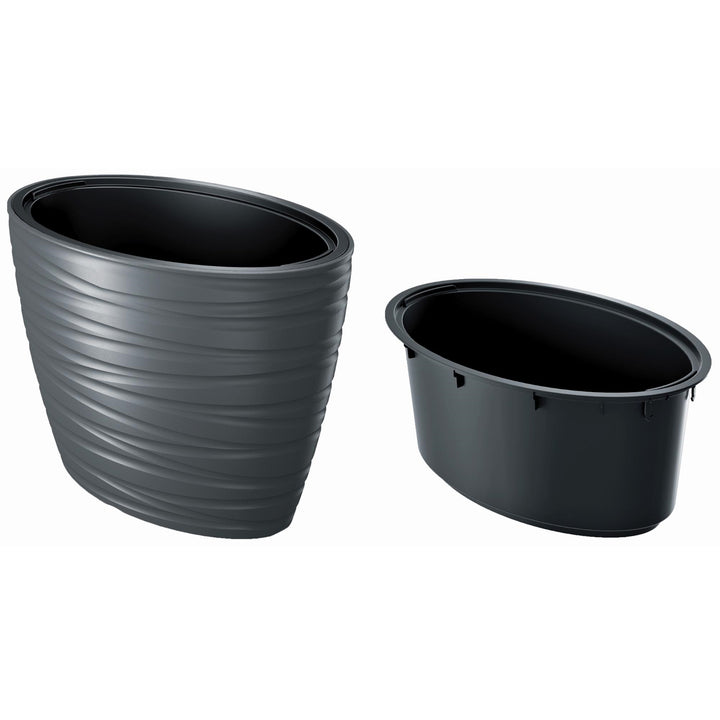 Prosperplast Maze pot de fleurs 2 en 1 avec pot de fleurs résistant aux intempéries pour l'intérieur et l'extérieur ovale 42,3 cm de hauteur Plastique (Anthracite)