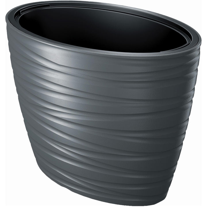 Prosperplast Maze pot de fleurs 2 en 1 avec pot de fleurs résistant aux intempéries pour l'intérieur et l'extérieur ovale 42,3 cm de hauteur Plastique (Anthracite)