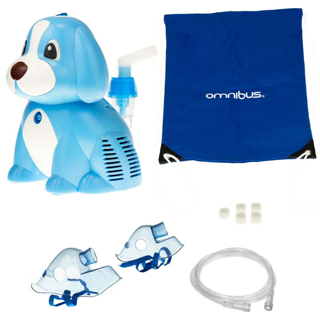 OMNIBUS Puppy Elektrische Inhalator Set Voor Kinderen En Volwassenen Vernevelaar Inademingsmasker Voor Volwassenen En Kinderen (Blauw)