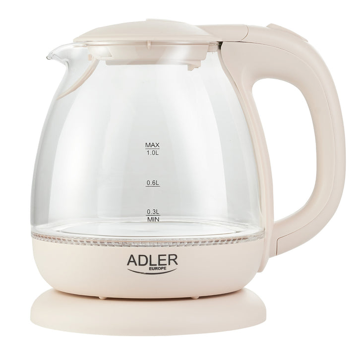 Adler AD 1283C Glazen waterkoker 1,0L draaibare voet, platte bodem